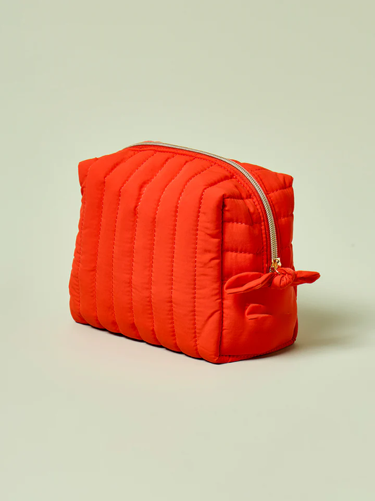 Quilted Reusable Travel Toiletry Bag Soft Padded Zipper Cosmetic Storage Pouch