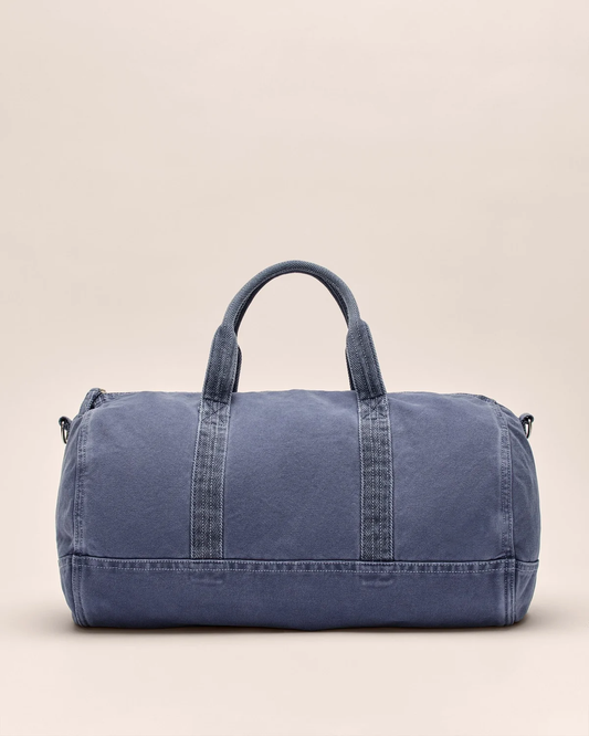 Garment Dyed Washed Canvas Duffel Bag Cotton Weekend Travel Barrel Bag